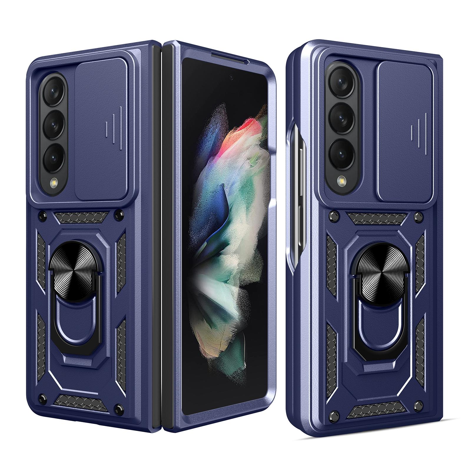 NNEDSZ Samsung Galaxy Z Fold 4 Tpu Pc Case With Sliding Camera Cover - Blue