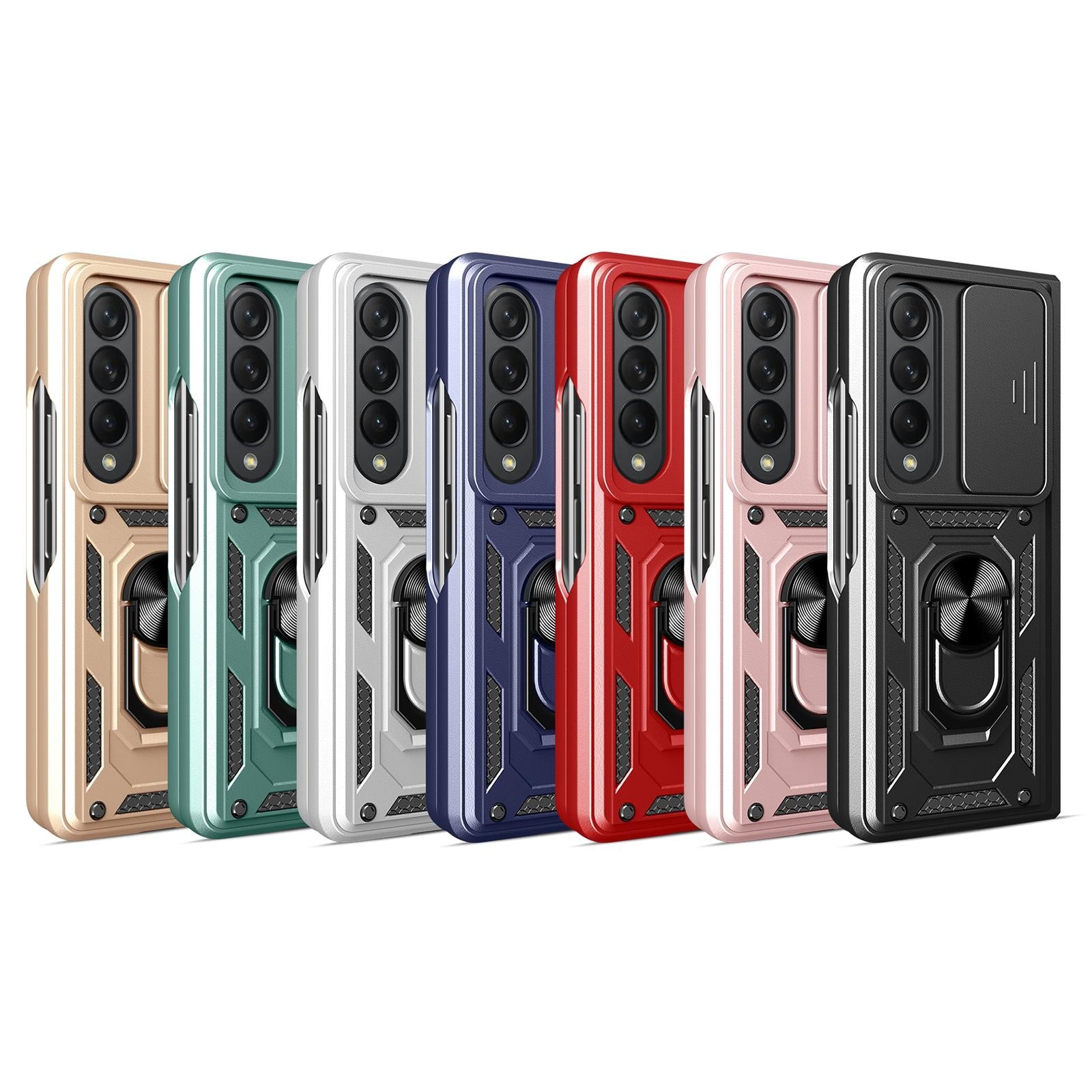 NNEDSZ Samsung Galaxy Z Fold 4 Tpu Pc Case With Sliding Camera Cover - Blue